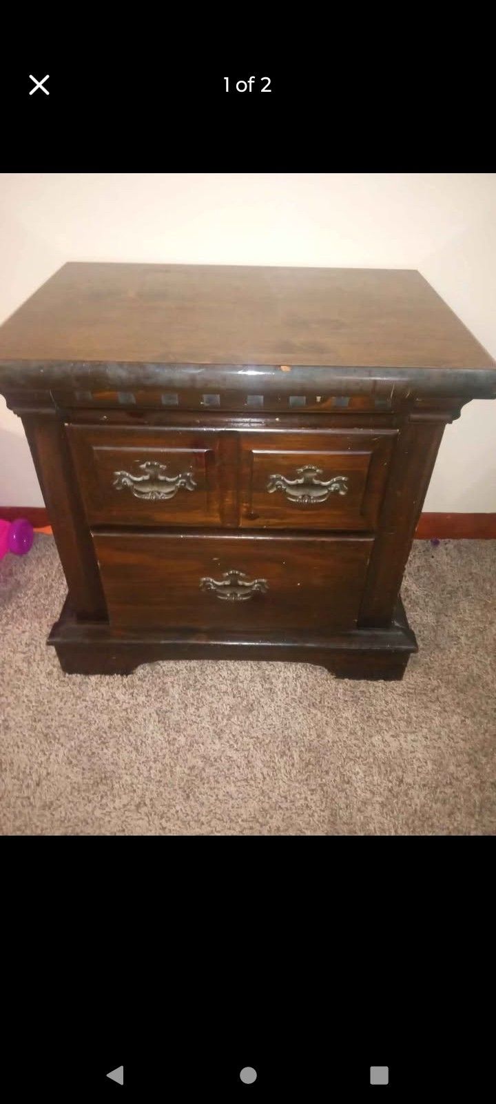 Solid Wood Night Stand/w Drawers