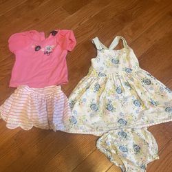 18 months baby girl dress, shirt and skirt Tommy Hilfiger and English boutique