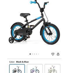 BABY JOY Colorful Macarons Kids Bike, 12 14 16 18 Inch Sporty Children's Bicycle with Training Wheels, Adjustable Handlebar & Saddle, Handbrake & Coas