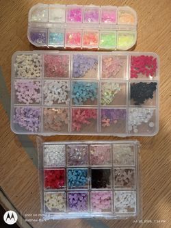 Huge Nail Art & Resin Craft Decoration Bundle – Bows, Pearls, Iridescent Flakes & More