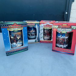 Budweiser Holiday Steins 2000/2001/2002/2003 Collection Four For $50
