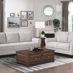 COUCH SOFA SAND HUE FABRIC FARMHOUSE MODERN 2 PIECE SOFA LOVESEAT SET COUCH - SILLONES
