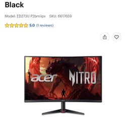 Acer - Nitro ED273U 27" 1000R Curved WQHD 180Hz 0.5ms Gaming Monitor