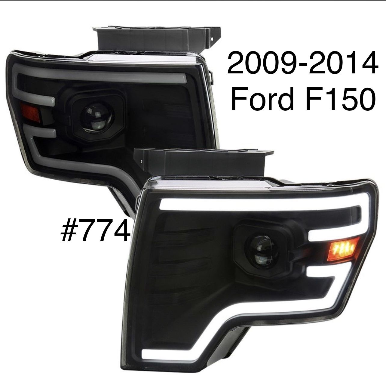 2009 TO 2014 Ford F150 Projector Headlights Switchback LED Signal Tube - Smoke