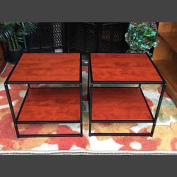 2 Matching Industrial End Tables - 20H x 20W x 20D - Excellent condition