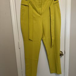 New! Yellow/Greenish Madie Tie Up Dress Pants Size 10