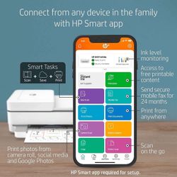 HP Envy 6458e All-in-One Wireless Color Inkjet Printer, Print Copy Scan - 10 ppm, 4800 x 1200 dpi, Auto 2-Sided Printing, 35-Sheet ADF, Dual-Band WiFi