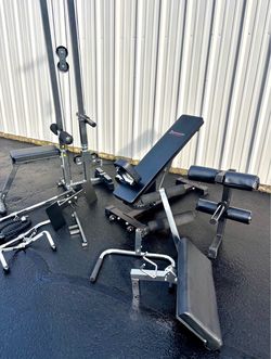 Ironmaster lat pull down and weight bench attachments