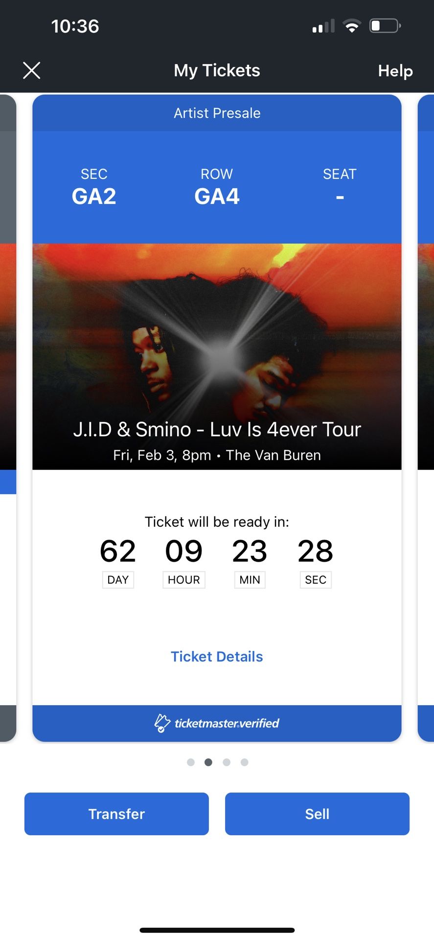 JID and Smino GA Concert Ticket AZ