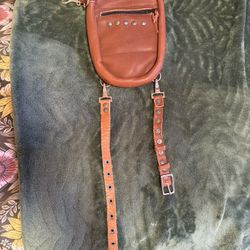 🏍️Black Stitch Label Leather Thigh Bag — Brown, Rare, Barely Worn
