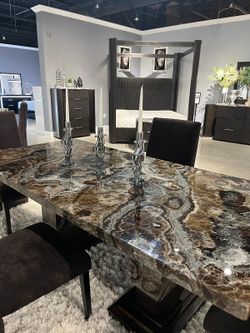 Luxury Contemporary Marble look top dining set starts @ $975.00