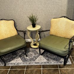 Wrought Iron Patio Chairs Set Rocker Glider + Armchair Heavy Duty Indoor Outdoor