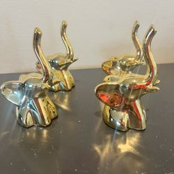 Set Of 4 Gold Elephant Figurines 