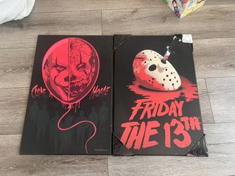 Halloween frames Friday the 13th and penny wise 19 inch long by 13 inch wide both brand new 15 dollar for both