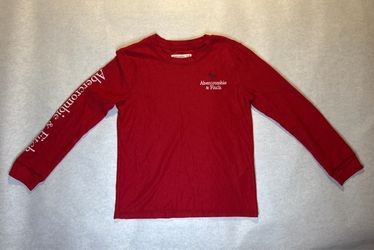 Abercrombie Kids Boys Red Waffle Knit Thermal Long Sleeve Shirt Sleeve Logo 9/10 M