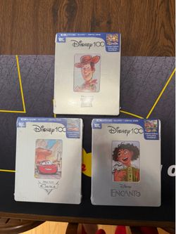 Disney 100th Anniversary 4k Blu-ray steelbook lot of 3. Toy Story, Cars and Encanto brand new