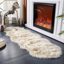 Cream Faux Fur Runner Rug