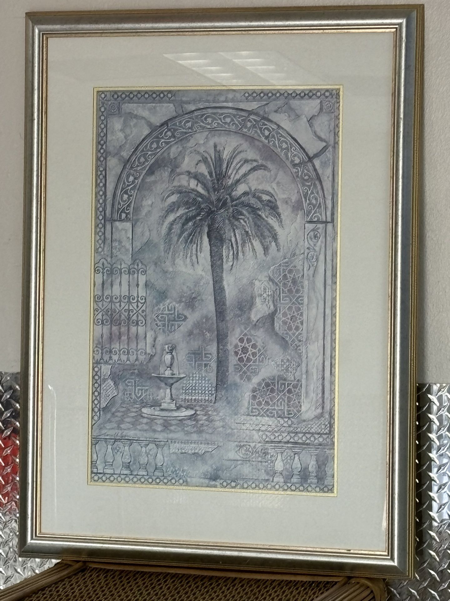 Fabulous Palm Tree LARGE Artwork Framed And Matted 