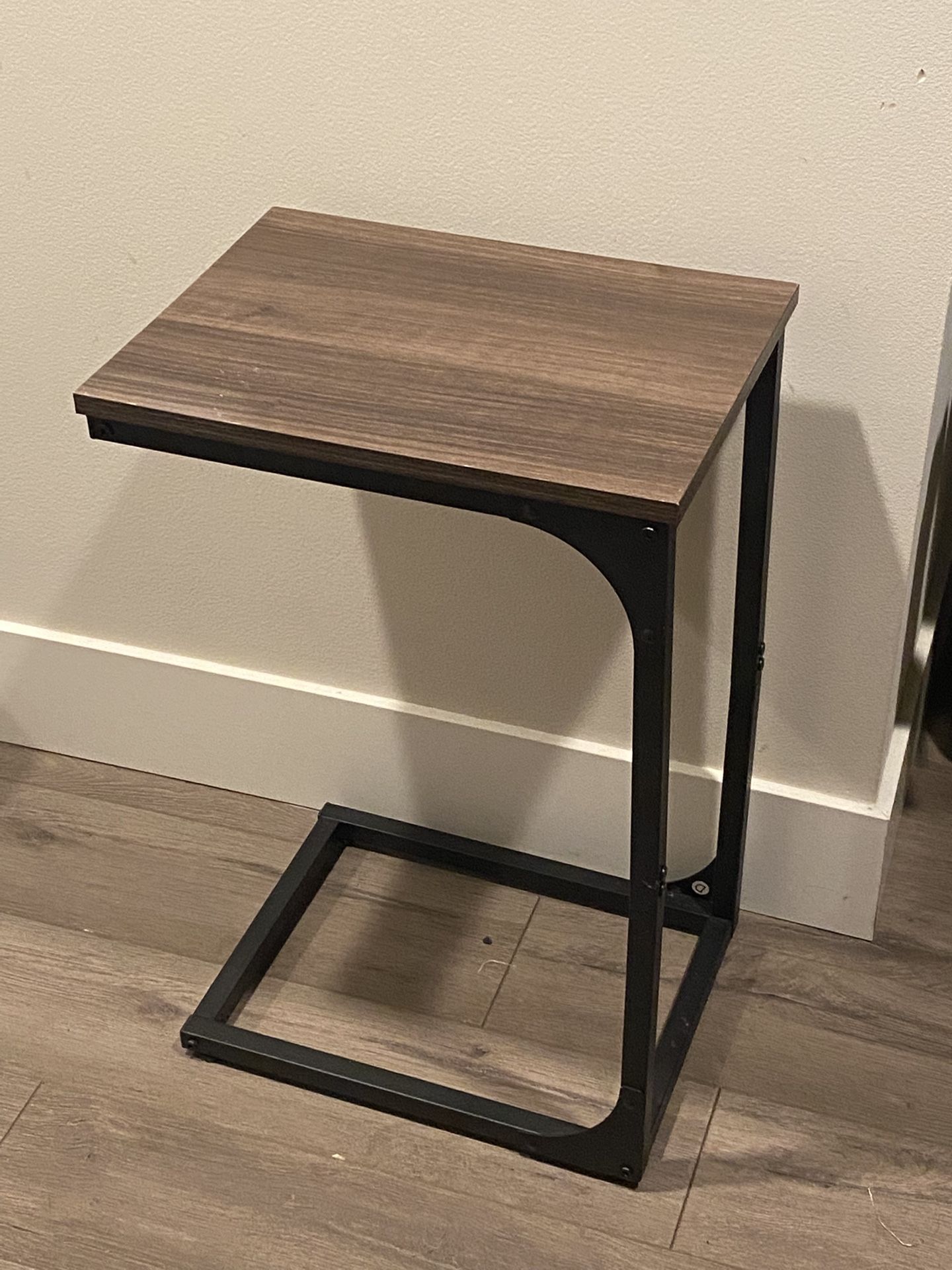Sofa/Nightstand /Side End Computer Holder C Table With Black Metal Base And Dark Gray Wood Top, H24”xW16”xD12”