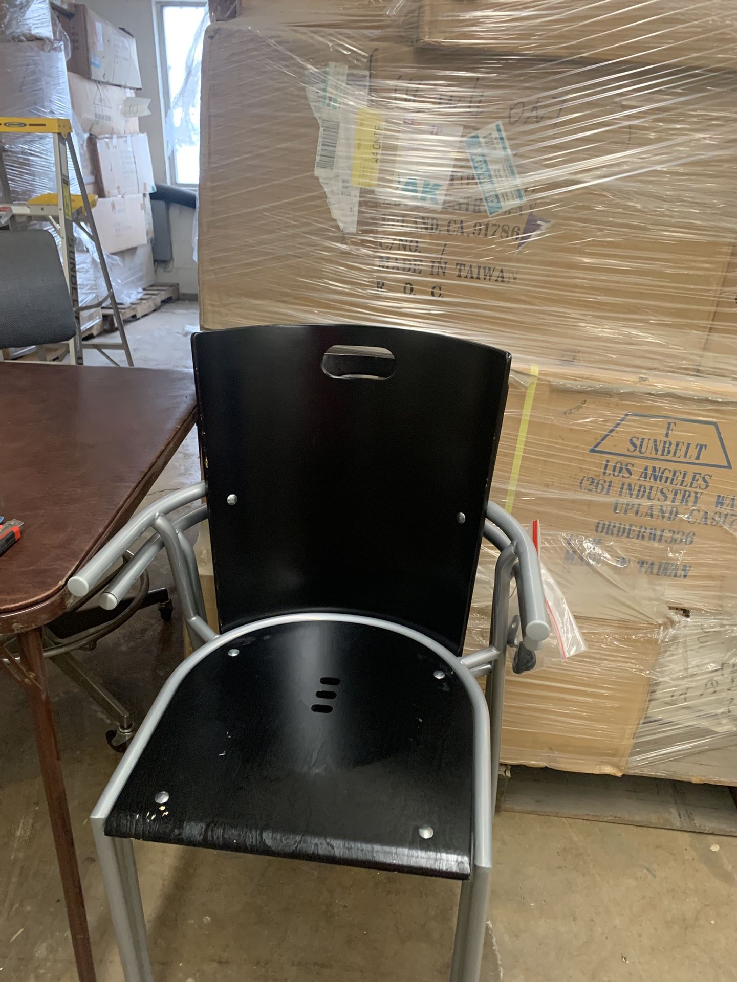 Solid Wood And Metal Chairs- Stackable