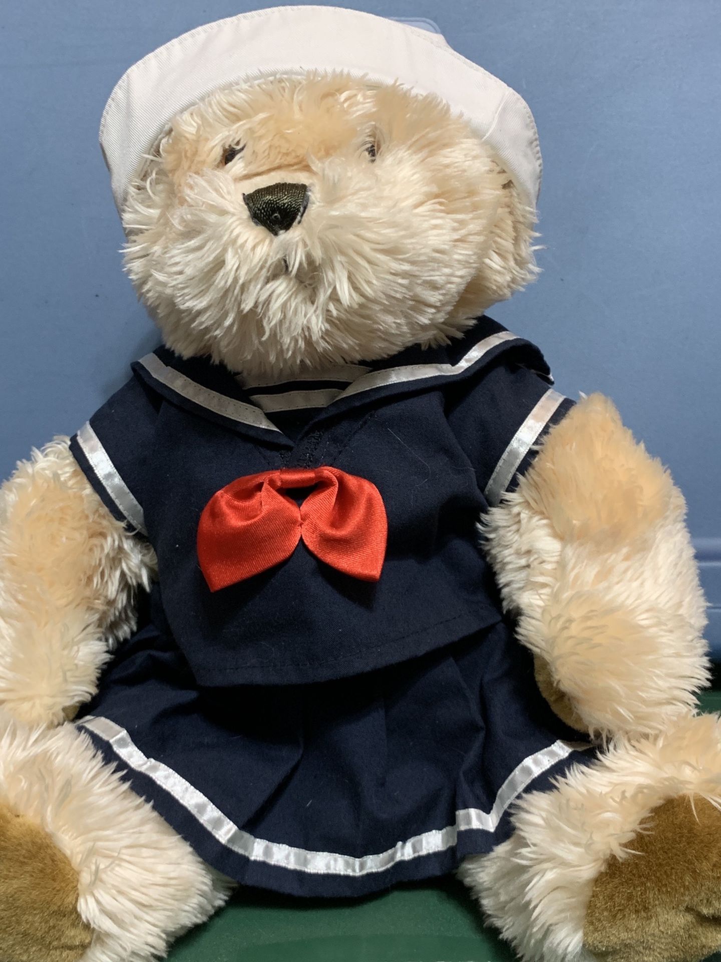 Large Stuffed Teddy Bear With Sailor Dress On