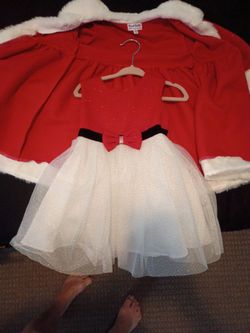 Blueberi boulevard, 2T, toddler Christmas dress, red & white sparkly with Santa coat included