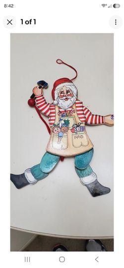 1990 Santa Claus Wooden Jointed Christmas Ornament