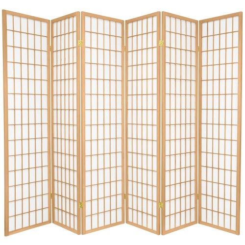 Room Divider, 6 ft. Natural 6-Panel Room Divider, NEW