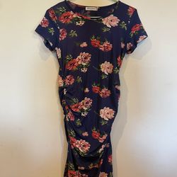 Small Show Maternity Navy Blue Floral Dress