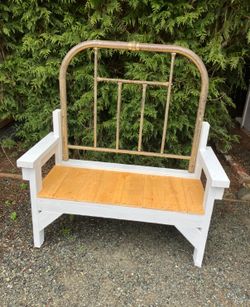 Garden Bench Made With Antique Metal Headboard *New*
