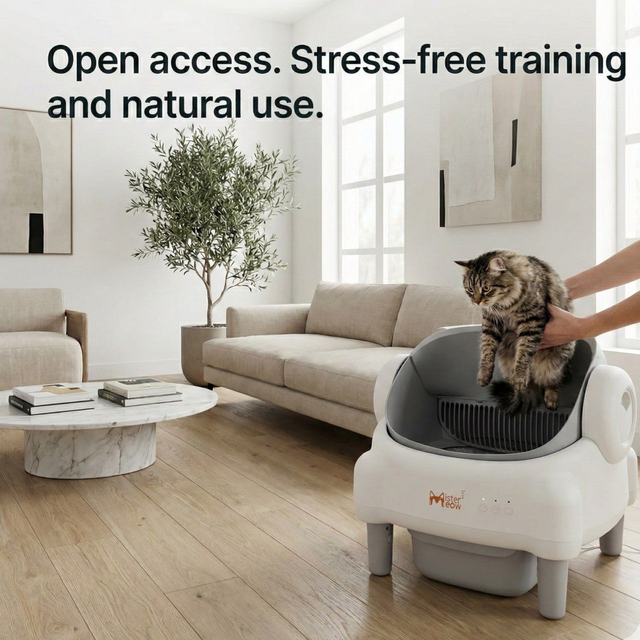 Smart Self-Cleaning Litter Box — Open-Top Design