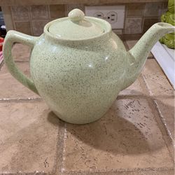 Vintage Green Speckled Ceramic Teapot- Bauer?