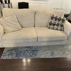 Natural/Cream-tone Chenille Upholstery Sofa/ Couch