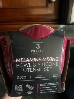 3-Piece Melamine Mixing Bowl & Silicone Utensil Set
