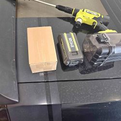 2 Ryobi batteries and 1 power washer and comes with battery charger as well