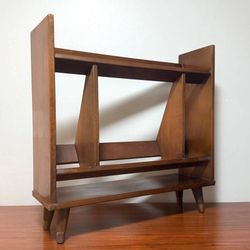 Vintage Mid Century Modern MCM Danish Wood Book Case Record Rack Stand