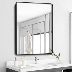 Bathroom Mirror - 22x30 Inch Bathroom Mirror,Modern Rounded Rectangle Mirror,Tempered Glass ShatterProof,Rustproof Vanity Mirror for Bathroom,Wall,Bed