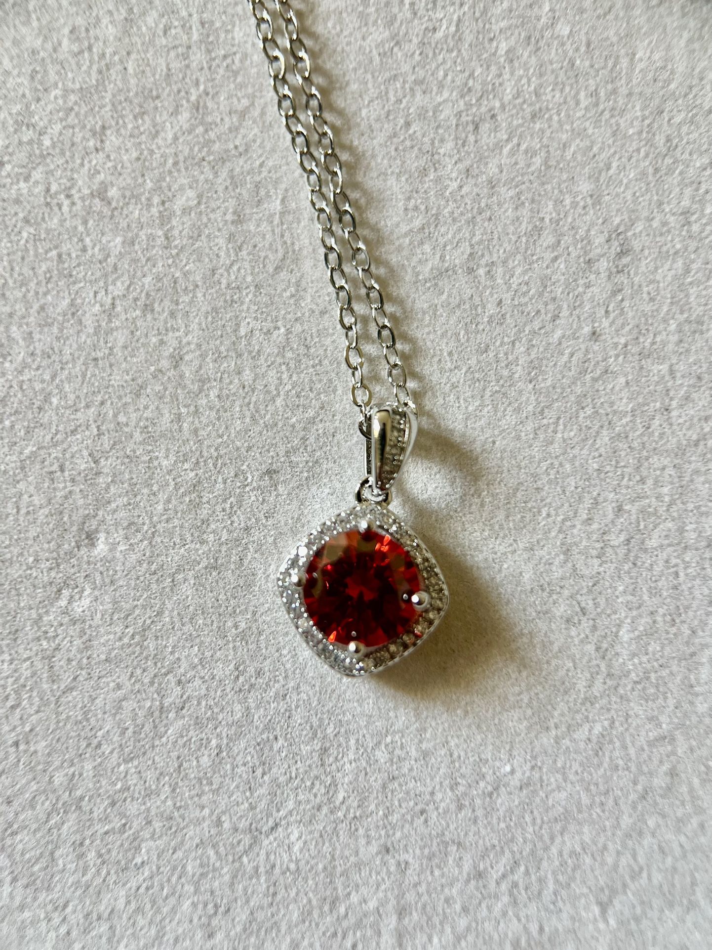 Lab grown red gemstone pendant necklace