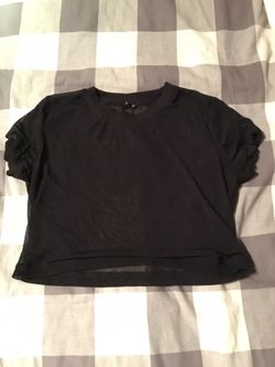 See through short sleeve crop top