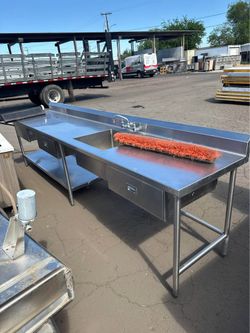 Stainless Steel Table Sink With Drawers 12FT