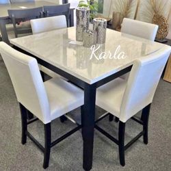 Gorgeous 5-Pc White Counter Height Dining Table Set ✅ No Tax ✅