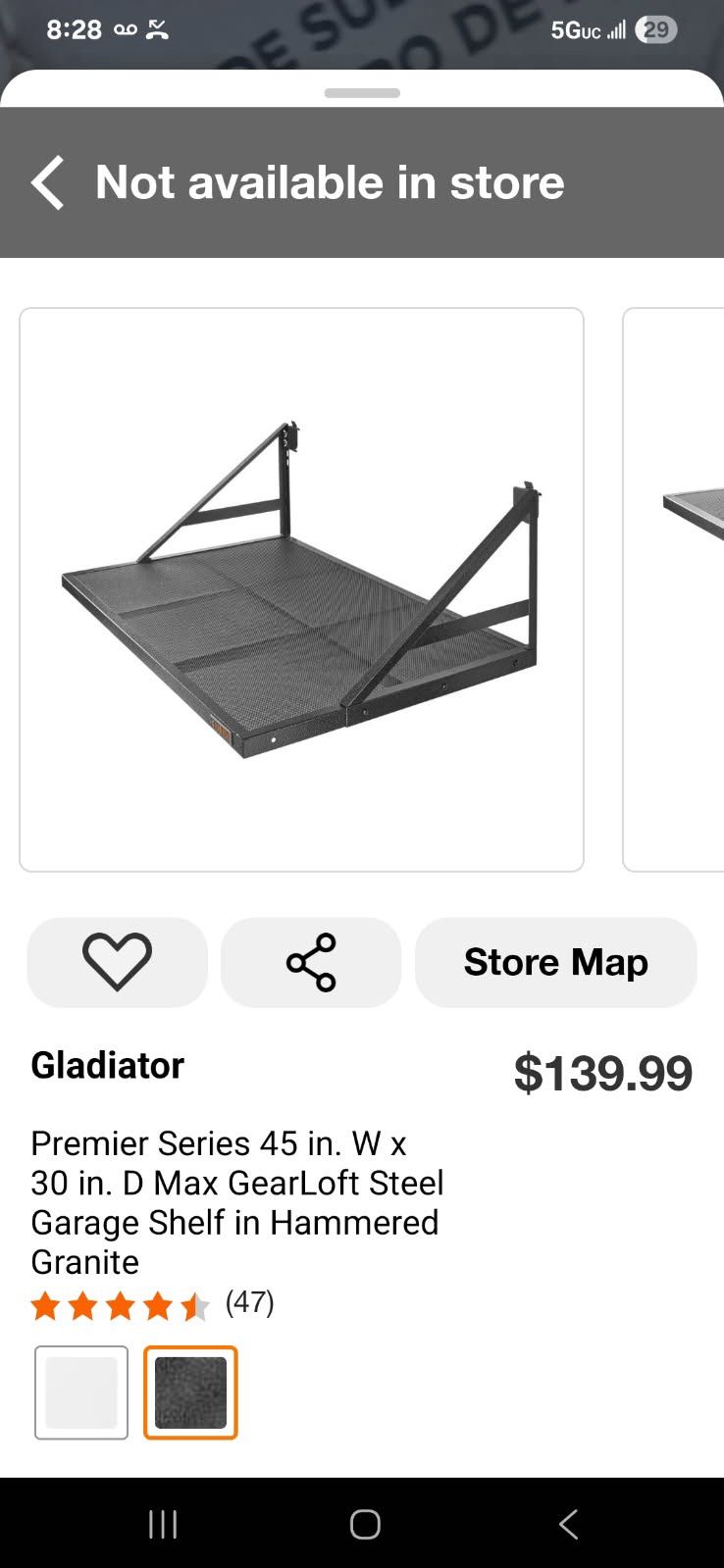 Steel Garage Shelf In Hammered Granite