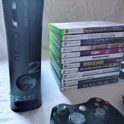 Microsoft Xbox 360 modern warfare 2 console with 2 controllers 12 games power supply
