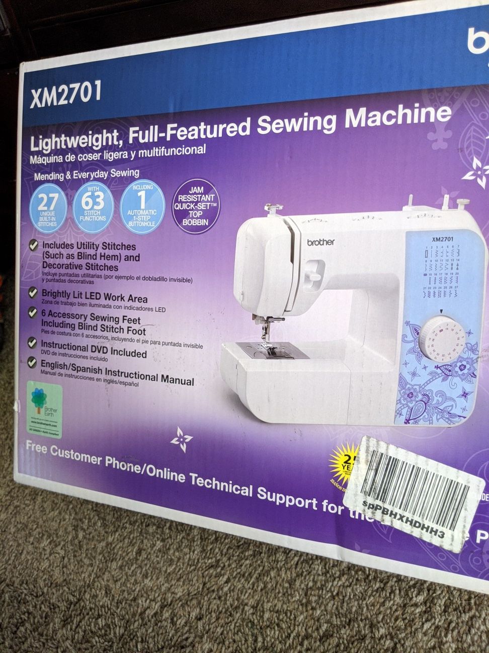 Brother Sewing Machine, XM2701, Lightweight Machine with 27 Stitches, 6