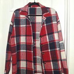 Cozy Red & Navy Plaid Button-Up Shirt – Unisex Fit