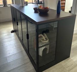 77.6"W Kitchen Island - Black