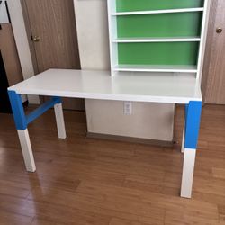 Multicolored Desk With Hutch.