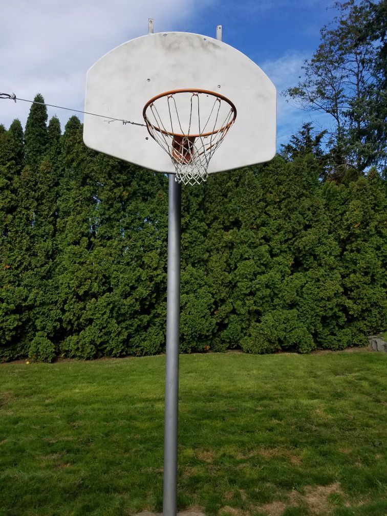 Basketball hoop, backboard and post extra heavy duty