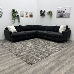 Black Sectional Couch - Free Delivery 