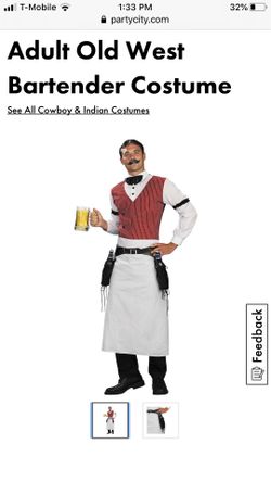 XL men Old fashion bar tender & moustache